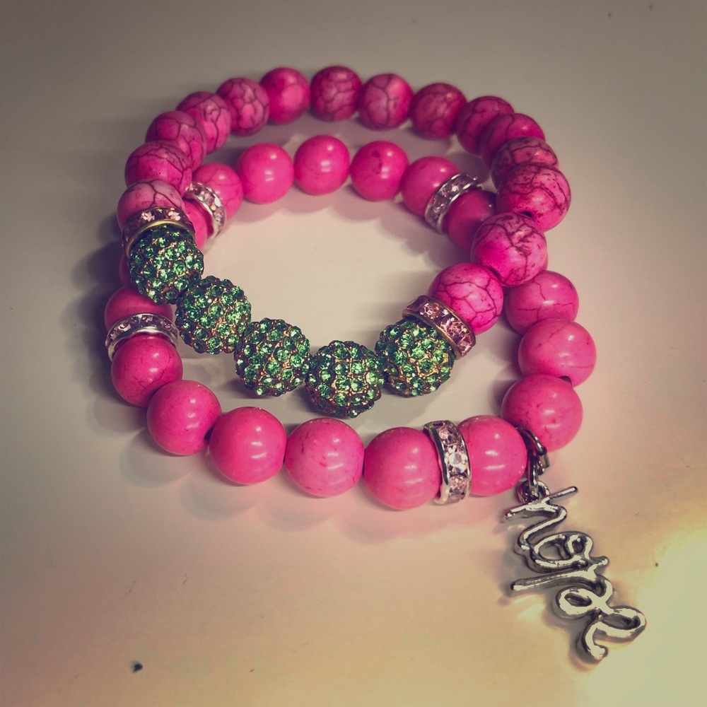 Pink & Green bracelets